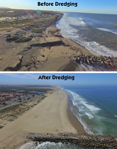 Before and after dredging photos